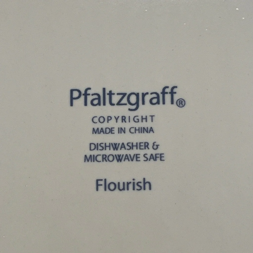 Pfaltzgraff Flourish Square Dinner Plate Flower Stripes 10.5